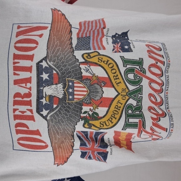 Vintage Operation Iraqi Freedom Military supports Patriotic white LG t-shirt - Picture 3 of 6